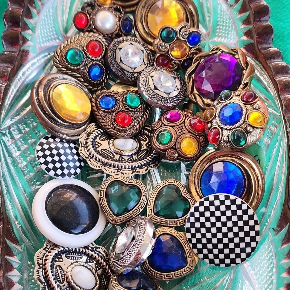 SOLD! 24 Vintage multi color  button covers.